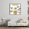 >SALE<Partial Embroidery Cotton Thread 14CT Counted Happiness Cross Stitch 44x44cm