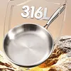 316 Stainless Steel Frying Pan With Lid Household Uncoated Cookware Non-Stick Even-Heating Flat Bottomed Skillet Suitable for Fried Egg Steak