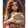 Girl Cat-Paint by Numbers Acrylic Painting 40*50CM