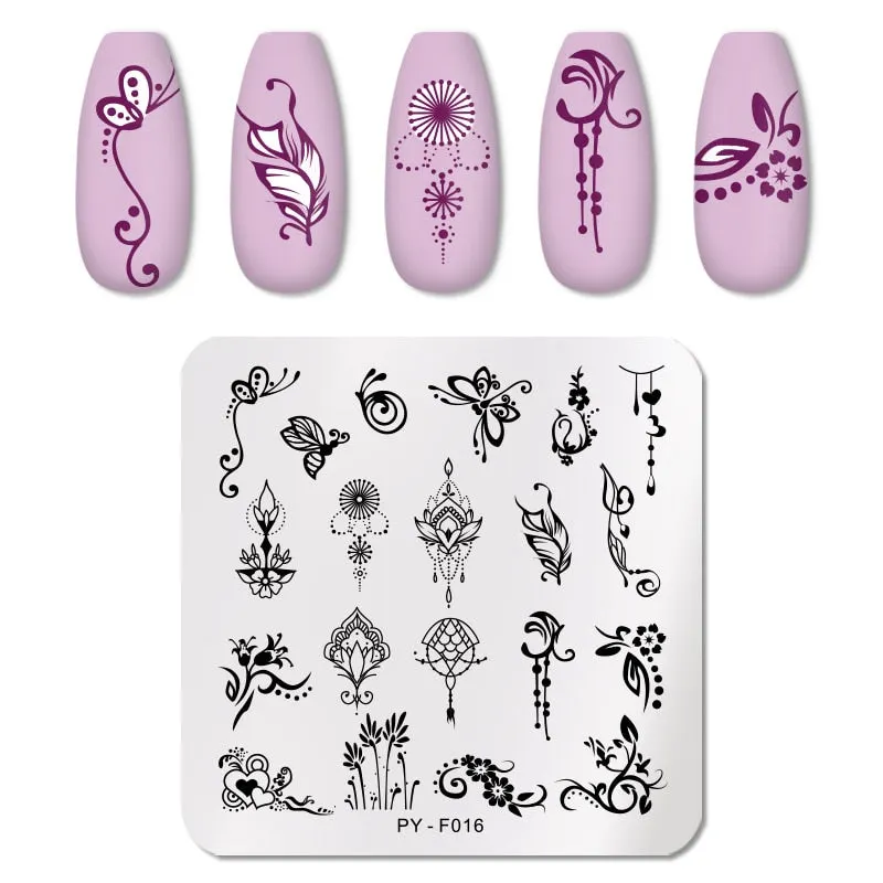 PICT YOU Nail Stamping Plates Flower Plant Pattern Nail Art Plate Stencil Stainless Steel Line Pictures Theme Image Plates Mold-Nail Inspo
