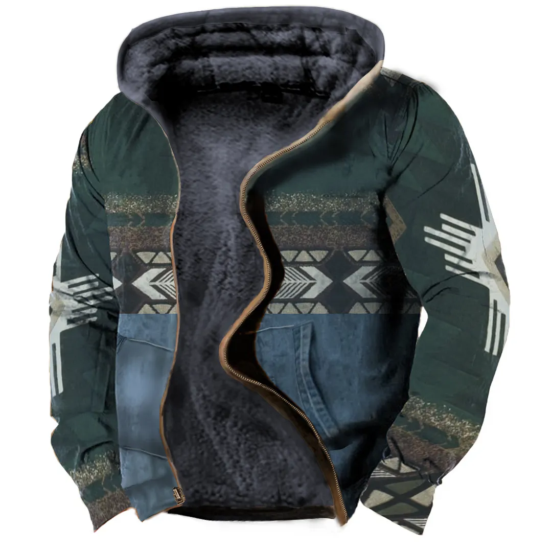 Churchf Churchf New Winter Men's Hoodie Print Die Is Versatile, Loose, Velvet And Thick Zipper Coat