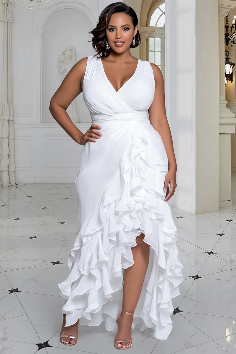 plus size white flowy maxi dress Flowy Long Puff Sleeve Off Shoulder Mini Dress – sunifty main image 0