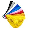 Men's Athletic Silk Underwear Low Rise Nylon Mesh Elastic Solid Pattern Sexy Briefs