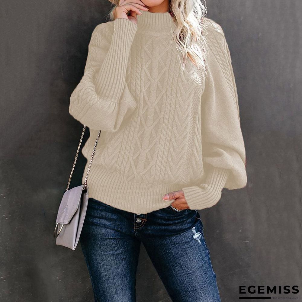 Collar Sweater Loose Long Sleeve Knitted Solid Color Sweater | EGEMISS
