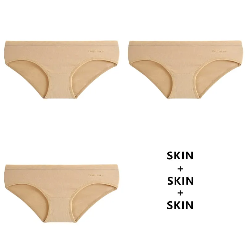 TERMEZY 3PCS Women Sexy Panties Cotton Underwear Solid Briefs Girls Low-waist Lingerie G String Soft Breathable Intimates XXS-L