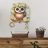 (US Local)Wooden Special Shape Owl 2 Hooks Diamond Painting Hook Rail for Wall Cabinet