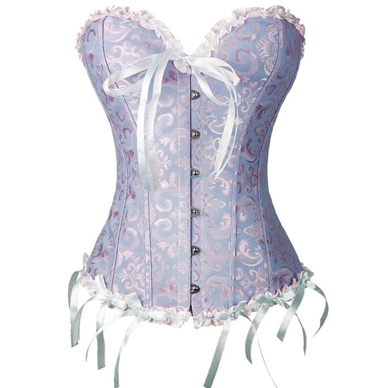 Billionm Sapubonva Corsets and Bustiers Tops Women Sexy White Black Green Vintage Flower Print Overbust Plus Size Lingerie Corselet