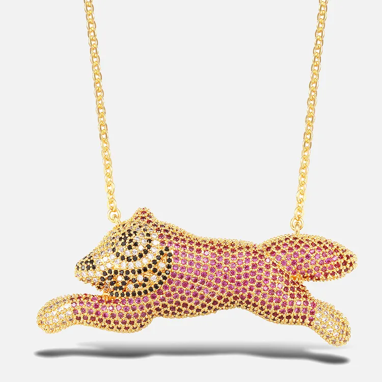 Iced Out Hip Hop Spaces Dog Bling Pendants Necklaces For Men
