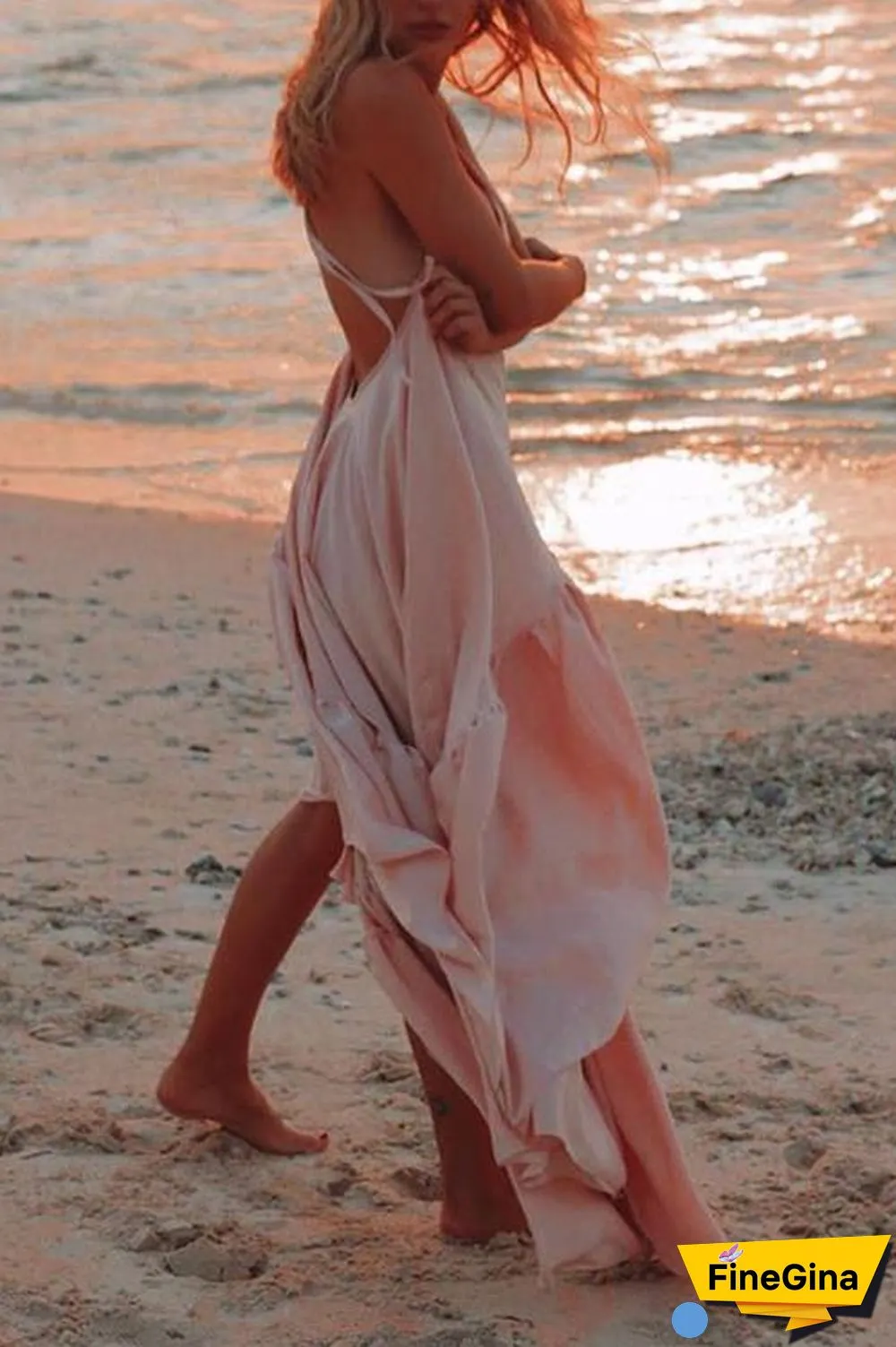 Ruffles Hem Slip Maxi Dress