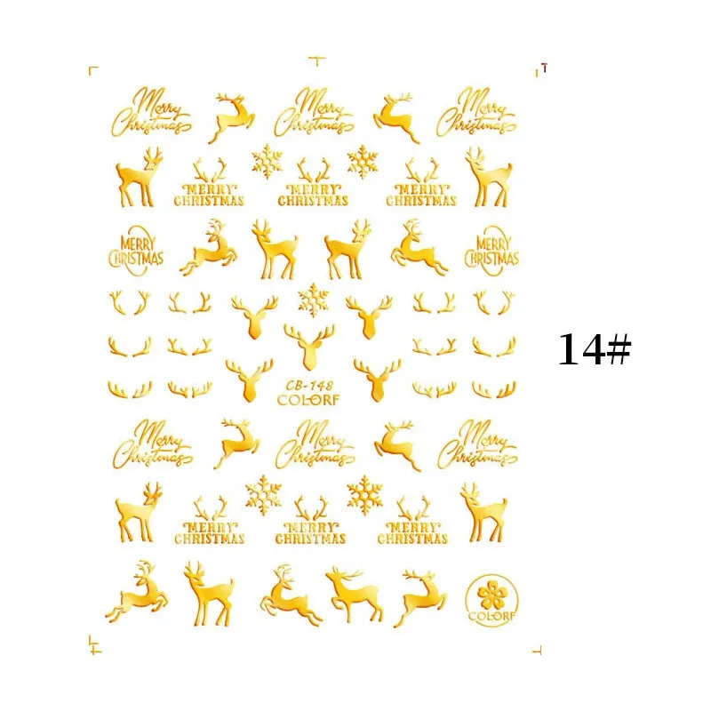 1 Sheet Christmas 5D Nail Stickers Gold And Sliver Snowflakes Transfer Nail Decals Slider Decoration For Manicuries