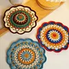 Crochet Colorful Mandala Coaster Handmade DIY Material Package with Crochet Hook