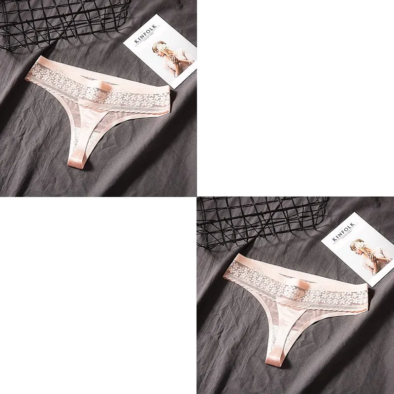 2 Pcs Sexy Seamless Underwear For Woman Female Lace Thong Women Sexy Lingerie Panties Woman G-string Women's Thong New BANNIROU