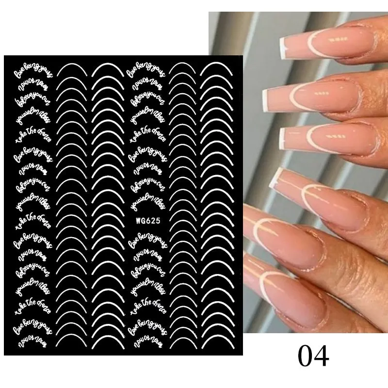 Geometric Lines Flowers Leaves 3D Nail Sticker Figure Woman Face Pattern Special Self Adhesive Nail Art Decals Manicures Sliders-Nail Inspo