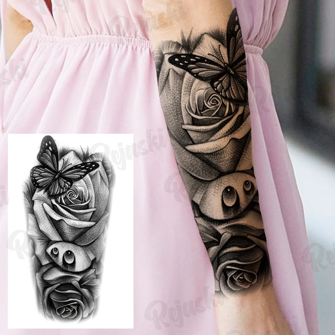 Sdrawing Thorns Temporary Tattoos For Adults Men Realistic Totem Maori Lion Compass Flower Tiger Fake Tattoo StickerArm Tatoos DIY