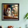 Cats And Flowers On Windowsill- 18CT Stamped Cross Stitch 30*30cm/11.81*11.81in