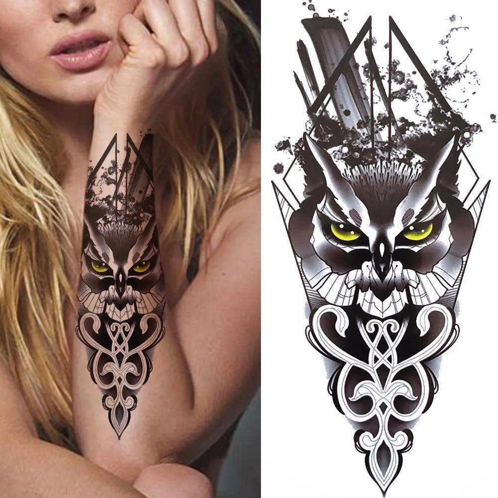 Sexy Rose Lion Flower Temporary Tattoos For Women Men Kids Boys Realistic Fake Wolf Tattoo Sticker Black Cross Compass Tatoos 1108-1