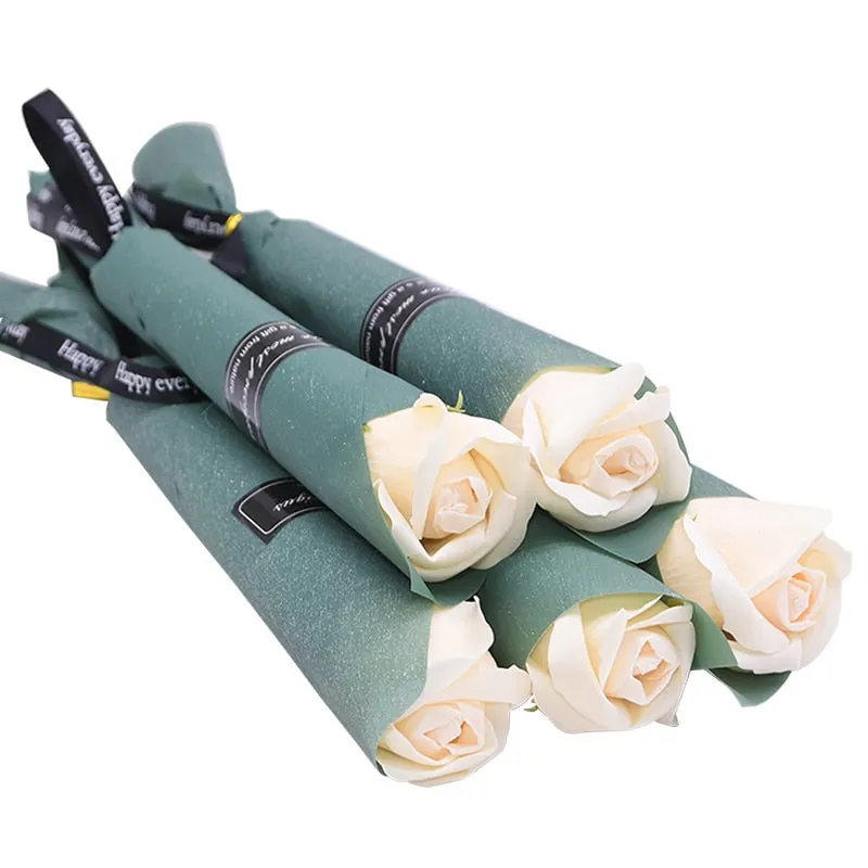 5Pcs Soap Flower Rose Artificial Flower Bouquet Multicolor Rose Wedding Flower Decoration Scrapbooking Fake Rose Flower