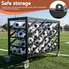 [US Local Warehouse] Ball Cart with Wheels Rolling Basketball Rack with Lockable Lid Balls Storage Locker for Volleyball Gym Recess Soccer Playground