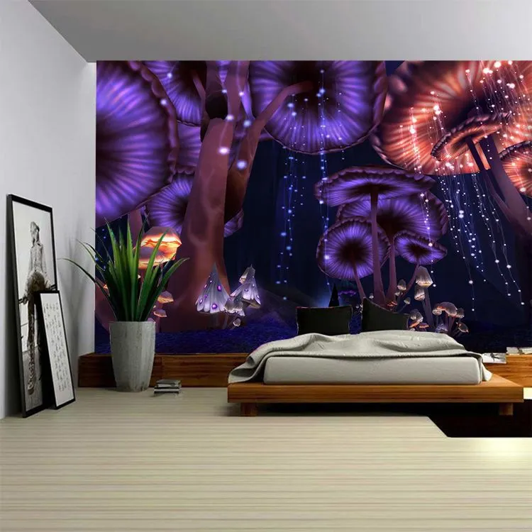 Mushroom Fantasy Forest Tapestry Bohemian Tapestry Mandala Hanging Hippie Wall Hanging Wall Tapestries Mandala Wall Room Decor
