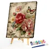 Vintage Butterfly Peonies-Paint by Numbers Acrylic Painting 40*60CM(Poster style）