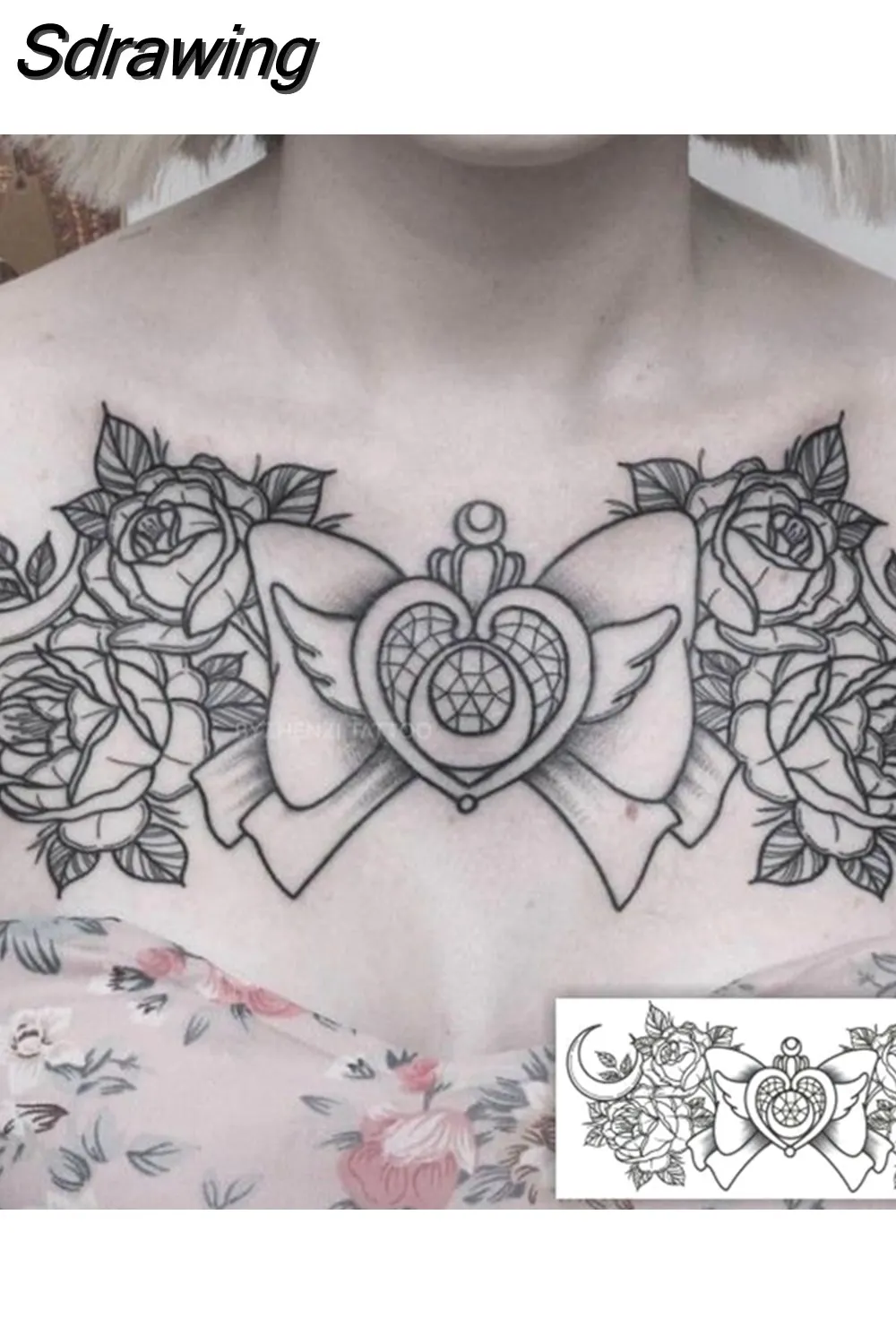 Sdrawing 4/5/9/10/18 PIeces Long Lasting Blue Flower Jewelry Tattoo Sticker Sexy Belly Block Scar Stretch Marks Waterproof Tattoo Sticker 715-1