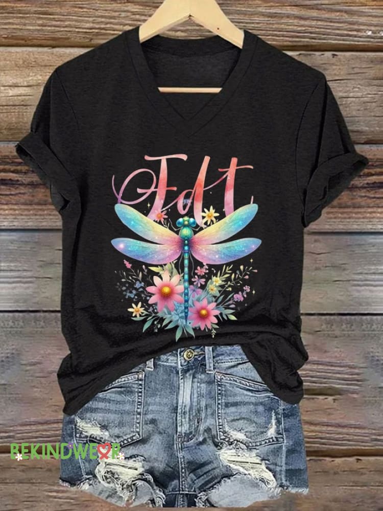 Women&rsquo;s FDT Dragonfly Print T-Shirt Black / S