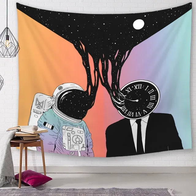 Space astronaut Tapestry Space Wall Hanging rocket Home Decor Bedroom Carpet Polyester Decorative Livnig Room Tapestry Wall