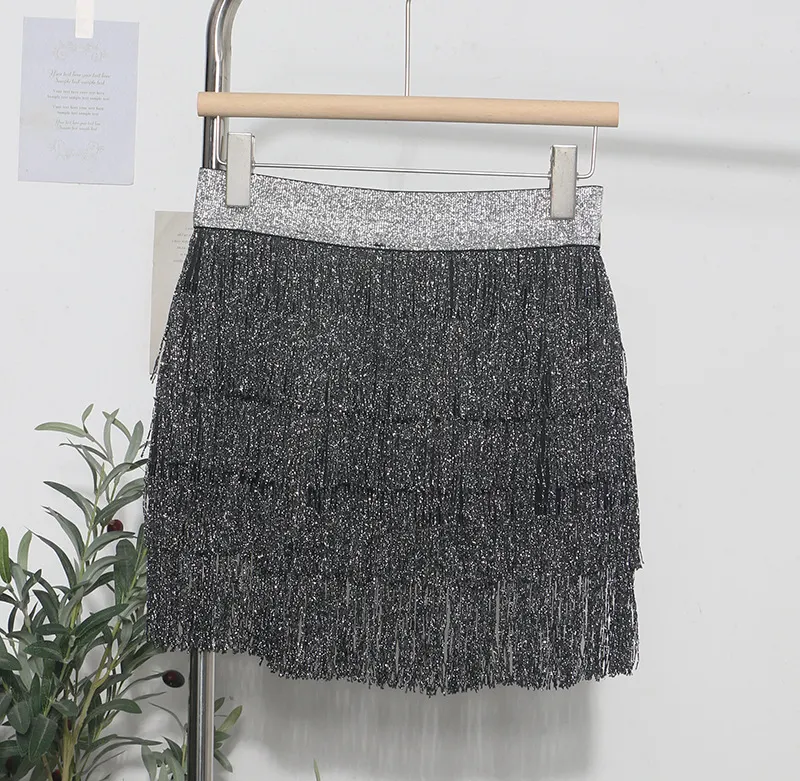 Churchf Shiny Tassel Dress Girl Autumn Design Small Babes Dance Irregular A Short Skirt 9039