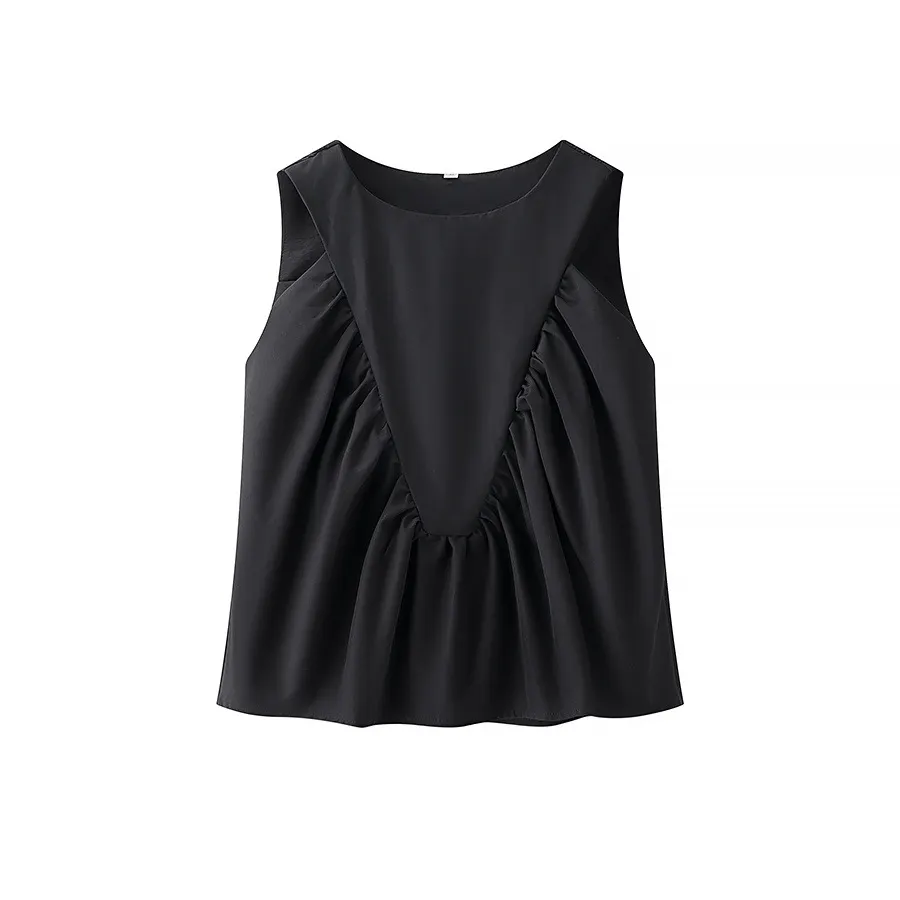Nigikala Nigikala Women's Dress 2025 Summer Collar Sleeveless Wrinkle Shirt Shirt Top Women C92423F