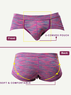 4 Pack Men's Striped U-convex Pouch Briefs