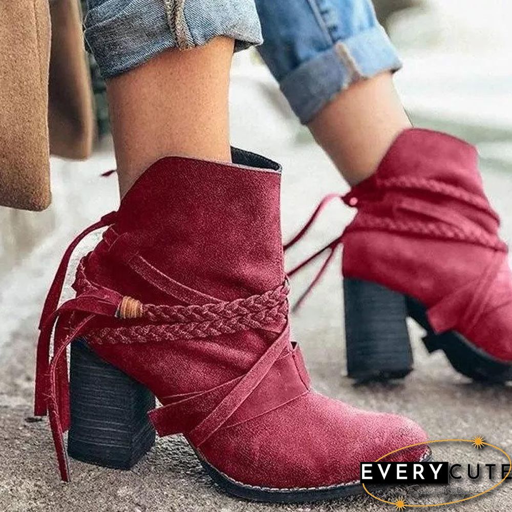 Winter Women Thick Heel Ankle Boot