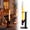 [US Local Warehouse] 50.79in Pellet Stove with Glass Tube Pellet Patio Heater with Table Wood Burning Stove Smokeless Firepit for Camping Beach Garden Balcony
