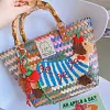 Purely handmade bamboo handbag bamboo bag retro striped tote bag
