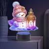 (US Local)Acrylic Double Sided Xmas Snowman 5D Diamond Painting Night Light for Tabletop