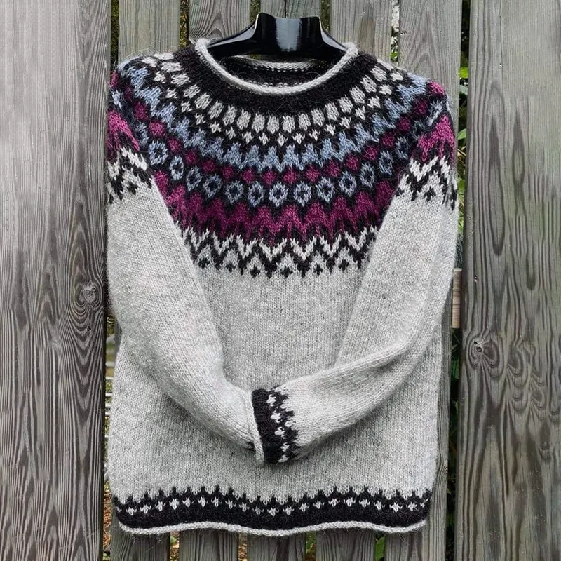 Vintage Icelandic Knitted Jacquard Sweater (Unisex)