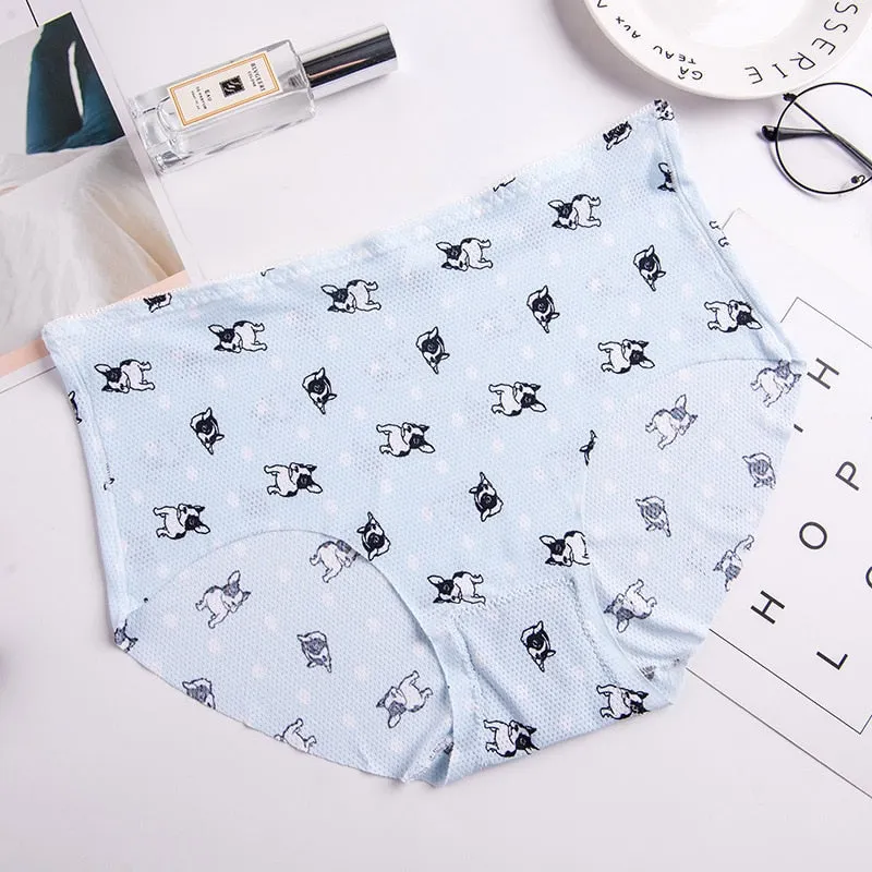 Women's Cotton Underwear Plus Size Ice Silk Comfort Panties Sexy Print Underpants Seamless Triangle Pants Female Sexy Lingerie
