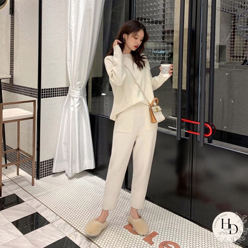 Tracksuits for women Autumn Winter knitted Long Sleeve Sweatshirt And Sweatpants Set Female Casual 2 piece sets womens outfits
