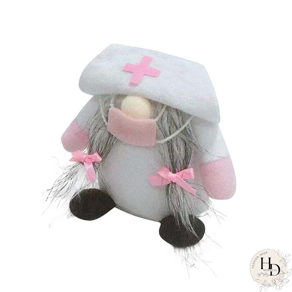 Cute Doctor Nurse Dwarf Doll Ornaments Gnome Handmade Elf Home Farmhouse Kitchen Decor Festive Party Shelf Tiered Tray Decorations Supplies Qee