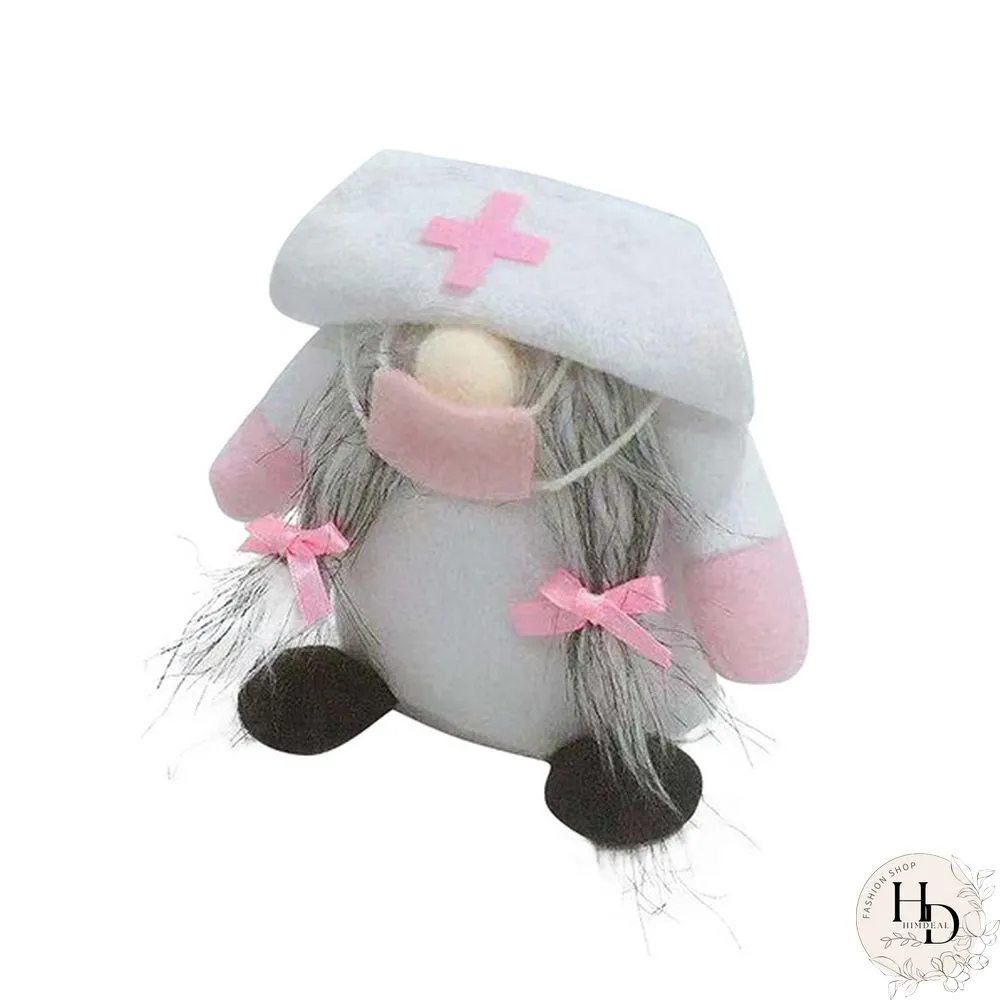 Cute Doctor Nurse Dwarf Doll Ornaments Gnome Handmade Elf Home Farmhouse Kitchen Decor Festive Party Shelf Tiered Tray Decorations Supplies Qee