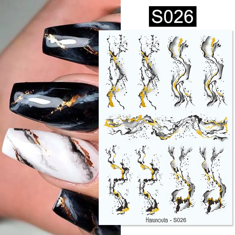 Geometric Lines Flowers Leaves 3D Nail Sticker Figure Woman Face Pattern Special Self Adhesive Nail Art Decals Manicures Sliders-Nail Inspo