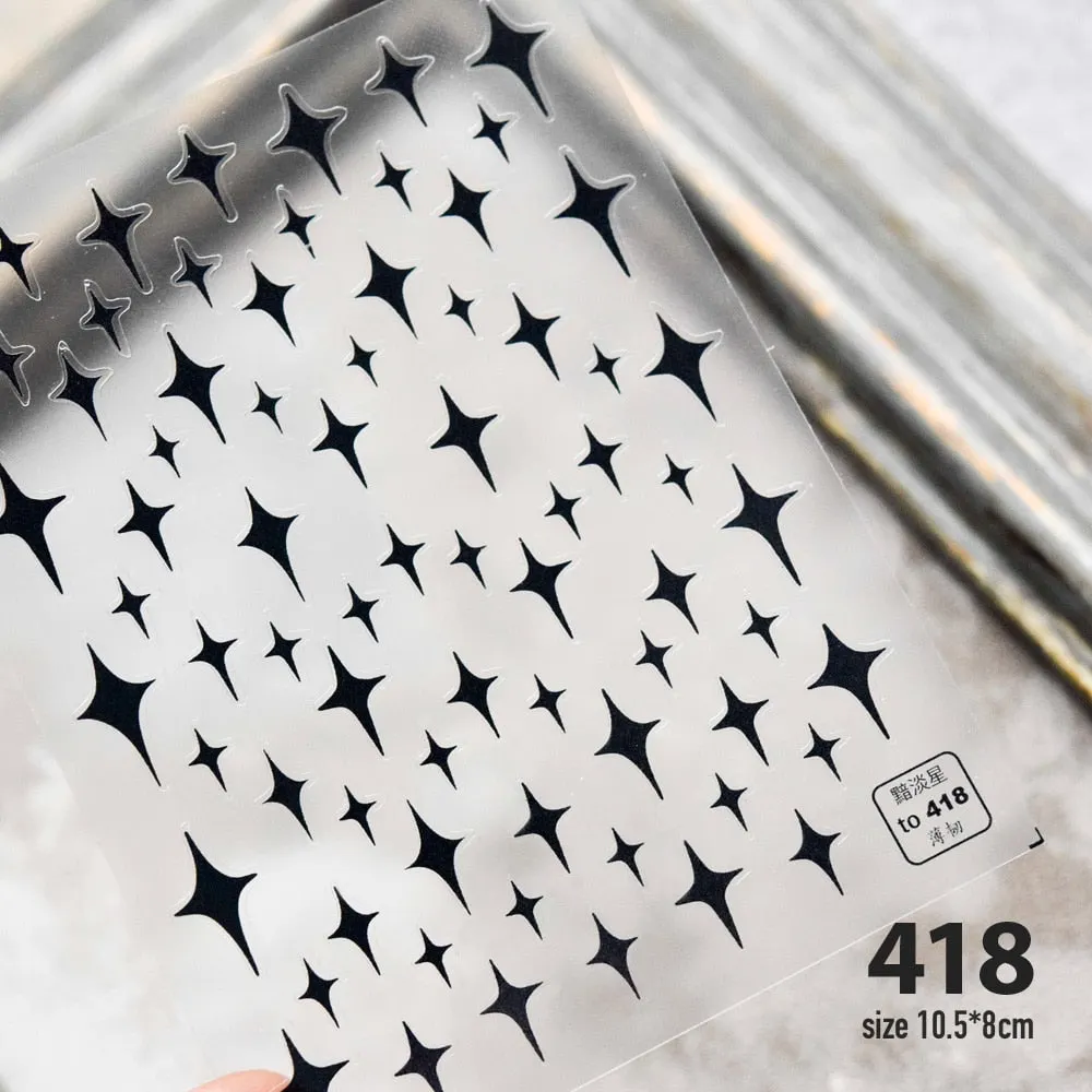 Heart & Star Bubble Cute Image Quality 3D Engraved Nail Stickers Nail Art Decorations Nail Decals Design
