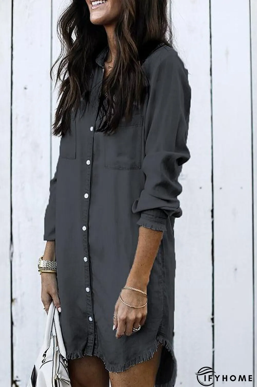 Denim Shirt Dress Overcoat | IFYHOME