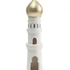 Ramadan Resin Statue Ornament Hollowed Handcrafted Resin Mosque Models Islamic Castle Tabletop Statue for Eid Home Office Decor