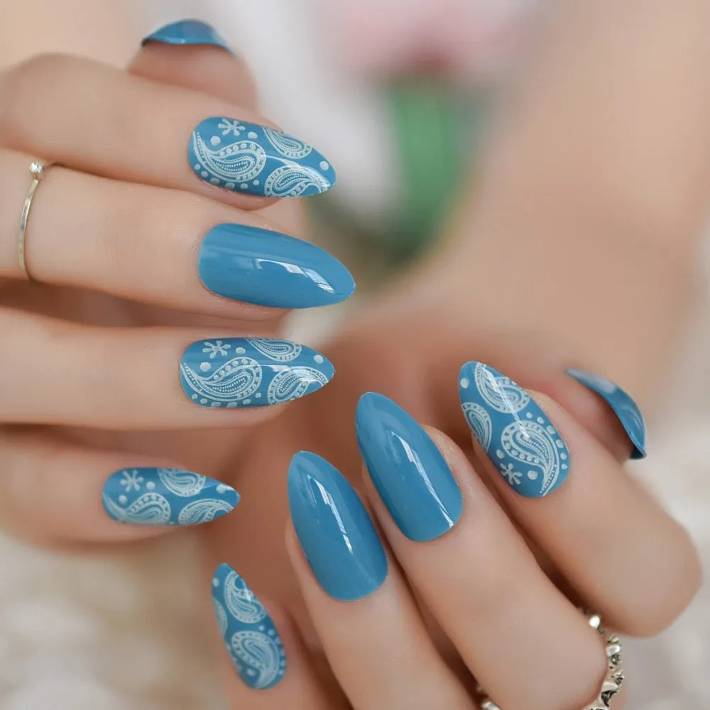 Medium Short Nails Black Glitter Stiletto Sharp False Fingernail Press On Nail Tips Wholesale Full Cover Nails Pre Designs Charm-Nail Inspo