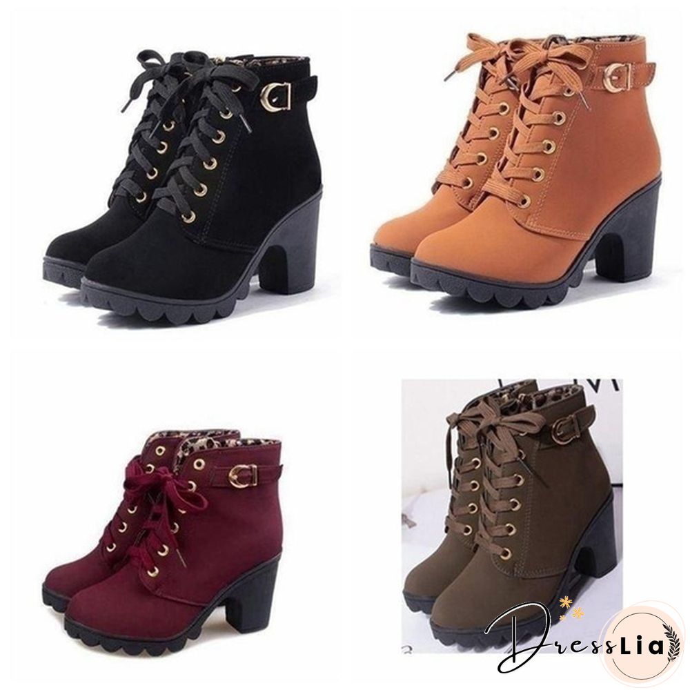 New Large Size Ladies Shoes Thick Heel Short Boots Botas De Mujer Ladies Boots Womens Shoes for Women