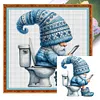 Goblin Goes To The Toilet-Full Embroidery 2 Strands 18CT Stamped Cross Stitch-25*25CM