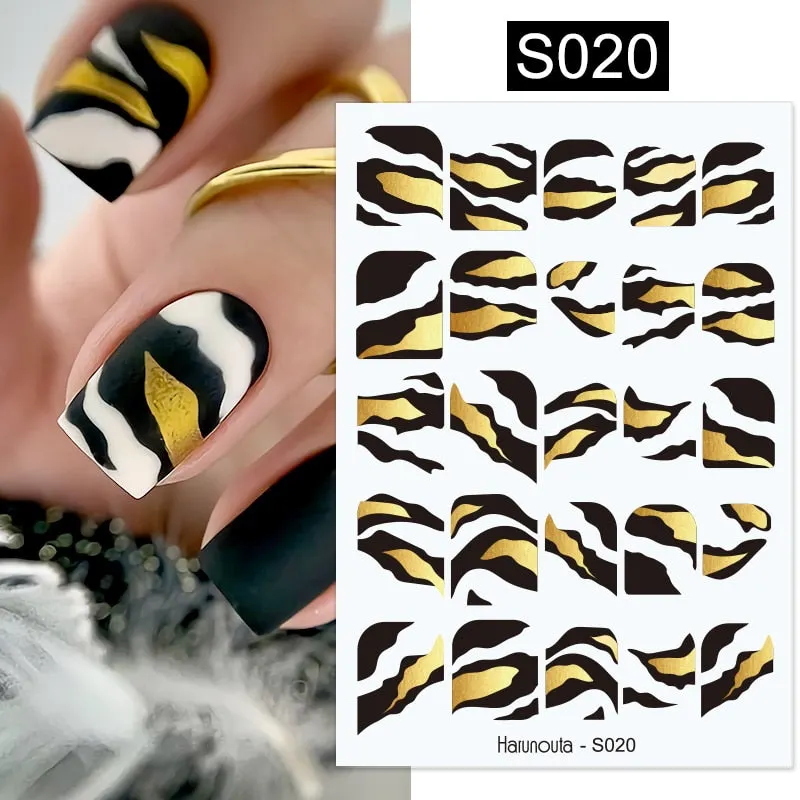 Geometric Lines Flowers Leaves 3D Nail Sticker Figure Woman Face Pattern Special Self Adhesive Nail Art Decals Manicures Sliders-Nail Inspo