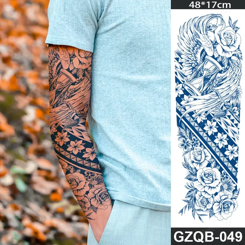 Sdrawing transfer tattoo fake large size full arm tattoo sleeve juice ink long lasting waterproof temporary tattoos men body art