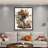 >SALE<Full Embroidery Cotton Thread 11CT Print Floral Coffee Maker Cross Stitch50x60cm