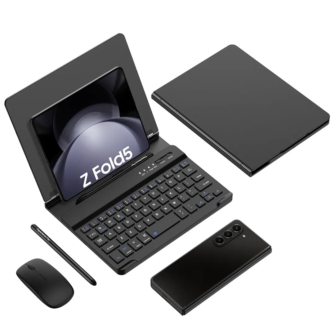Suitable For Samsung Zfold Mobile Phone Bluetooth Wireless Charging Keyboard Holder Protective Case